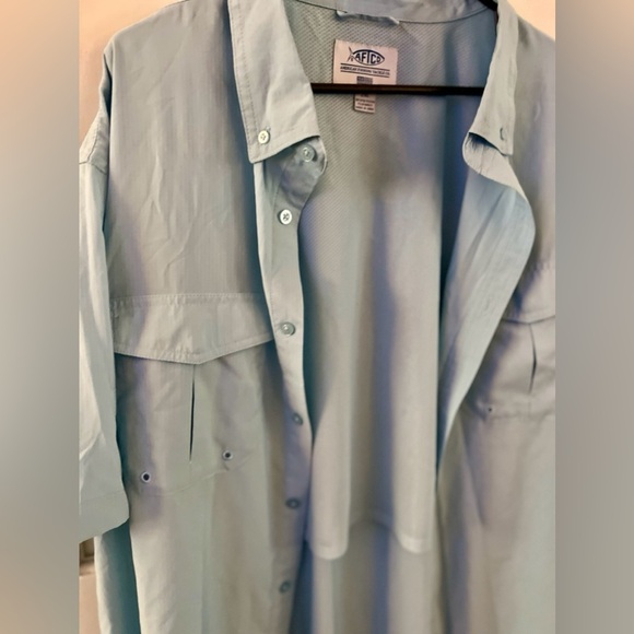 AFTCO Blue Vented Button Down Fishing Shirt, Size 2X - Picture 4 of 7